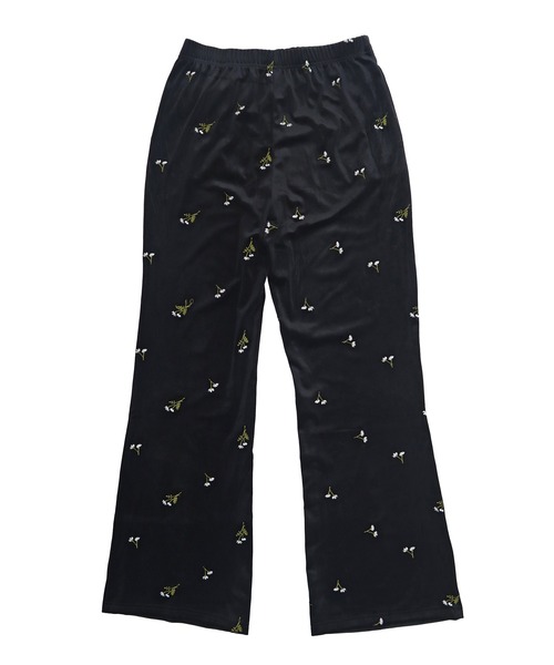 HEILIS（ヘイリス） パンツ ベロア刺繍パンツ / ベロア 花柄 刺繍