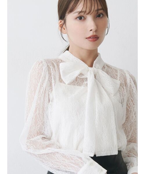 MERCURYDUO♡刺繍レースブラウス MERCURYDUO（マーキュリーデュオ） ブラウス シャツ 2WAYバックリボン