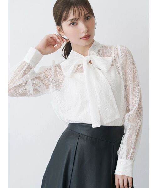 MERCURYDUO レースブラウス MERCURYDUO（マーキュリーデュオ） ブラウス シャツ 2WAYバックリボン