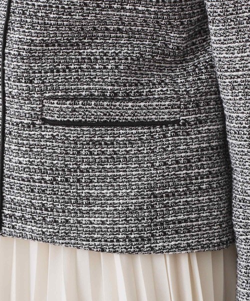 【Mサイズ】オペークドットクリップ ノーカラー ツイードジャケット 卒業式 OPAQUE.CLIP（オペークドットクリップ） ジャケット ノーカラー