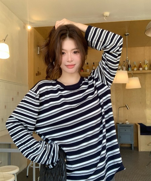 新品　LOHEN ローヘン ボーダー　ロンT ストライプ 長袖Tシャツ 黒白 tシャツ 長袖Tシャツ/ボーダーロンT レディース : ZOZOTOWN Yahoo!店