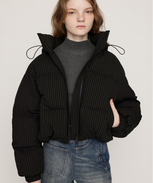 レディース　SOUS LE SOLEIL 袖丈2WAY中綿ブルゾン　ブラックS SLY（スライ） ブルゾン アウター 2WAY STRIPE PUFFER BZ ツーウェイ