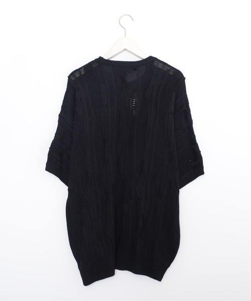 「Revo.」 半袖ニット M ブラック メンズ_画像3