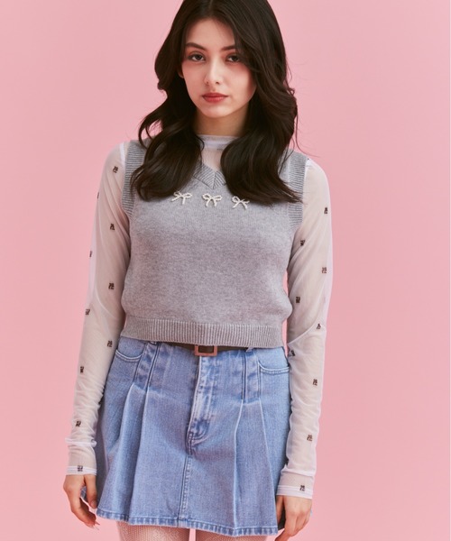 「JUST A NOON」 ニットベスト FREE グレー レディース_画像2