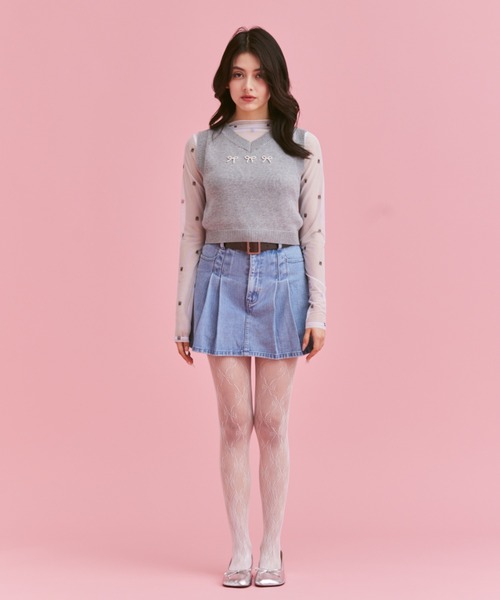 「JUST A NOON」 ニットベスト FREE グレー レディース_画像3
