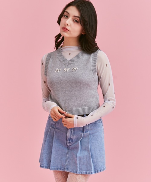 「JUST A NOON」 ニットベスト FREE グレー レディース_画像7