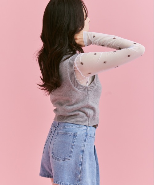 「JUST A NOON」 ニットベスト FREE グレー レディース_画像9