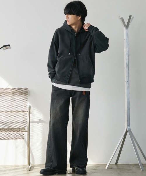 「WYM LIDNM」 ジップアップパーカー M アッシュブラウン メンズ_画像5