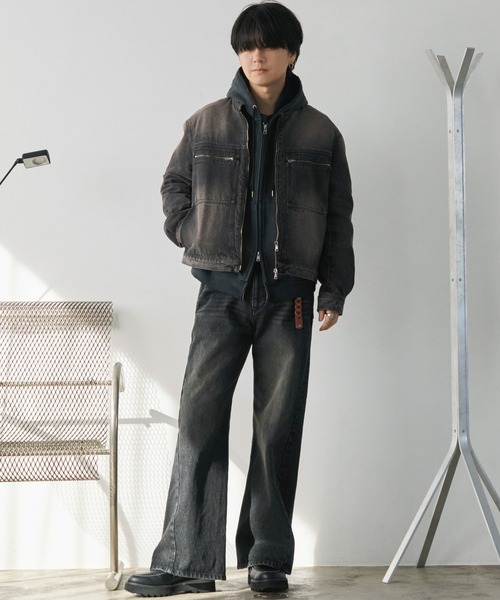 「WYM LIDNM」 ジップアップパーカー M アッシュブラウン メンズ_画像6