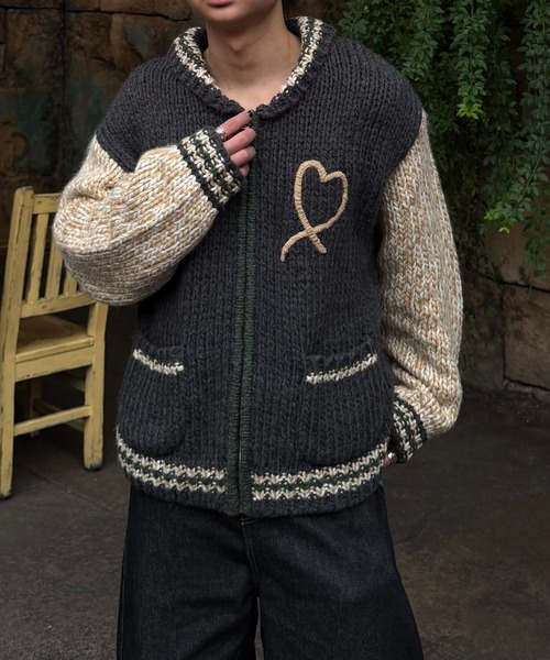 Gaphos（ガフォス） セーター ニット ハートカウチンニットジャケット