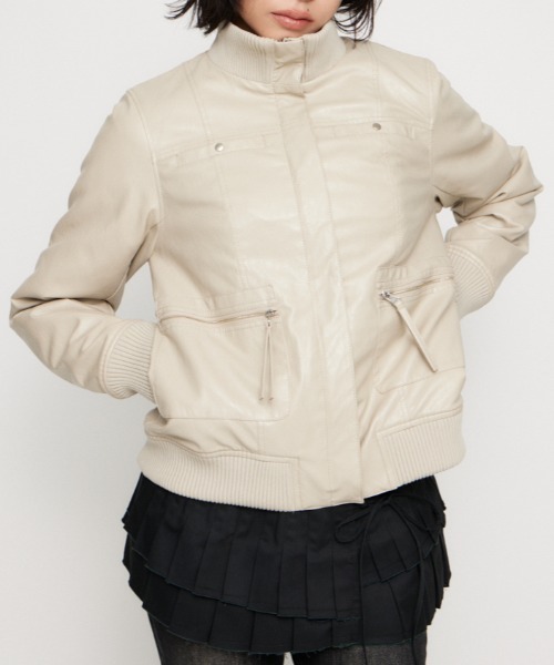 LAGUA GEM（ラグアジェム） ブルゾン アウター COMPACT FAUX LEATHER