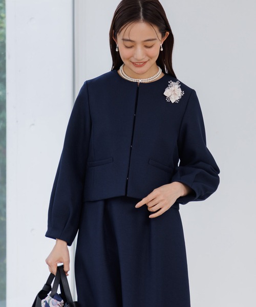 FORME ノーカラージャケット コート ネイビー フリーサイズ 大きめ form forma（フォルムフォルマ） ジャケット ノーカラージャケット