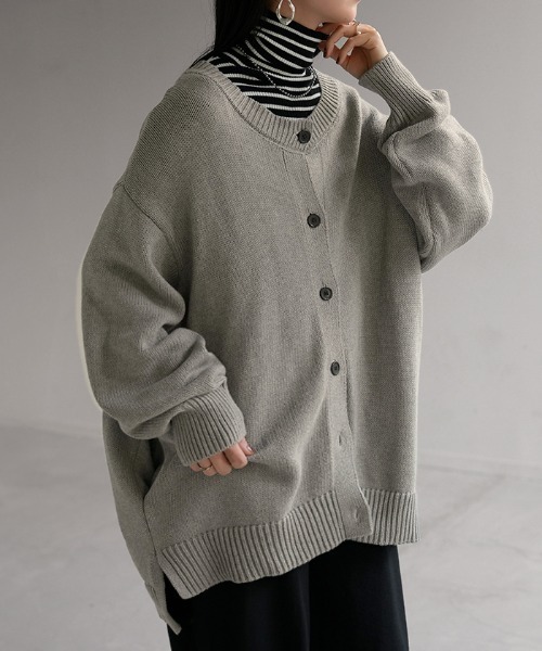 HUG.U（ハグユー） カーディガン 綿100% ざっくりニットカーディガン