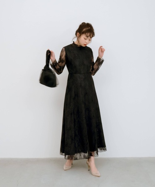 「kaene」 長袖ワンピース 36 ブラック レディース_画像2