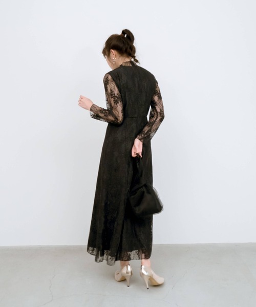 「kaene」 長袖ワンピース 36 ブラック レディース_画像3