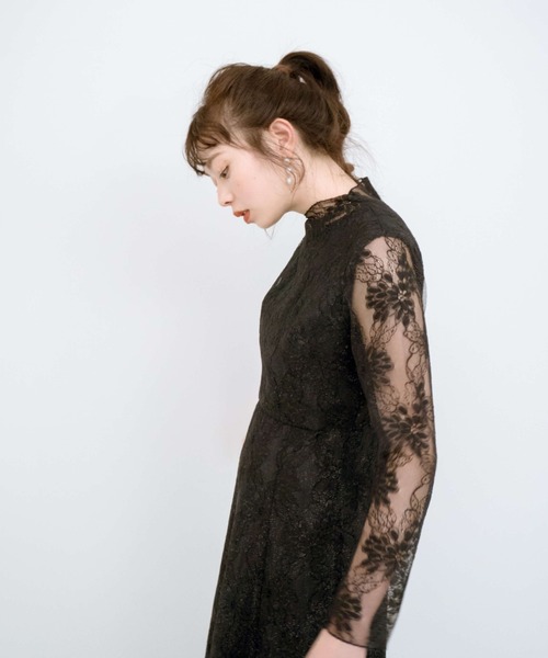 「kaene」 長袖ワンピース 36 ブラック レディース_画像4