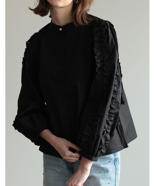 「Re:EDIT」 長袖ブラウス MEDIUM ブラック レディース_画像2