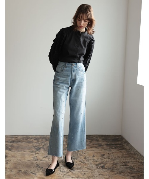 「Re:EDIT」 長袖ブラウス MEDIUM ブラック レディース_画像3