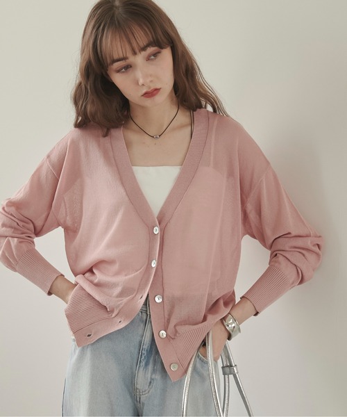 「ANGIE」 ニットカーディガン FREE ブラック レディース_画像3