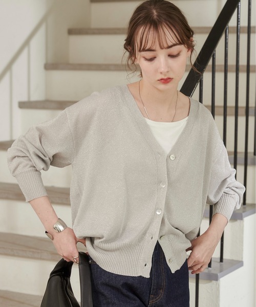 「ANGIE」 ニットカーディガン FREE ブラック レディース_画像4