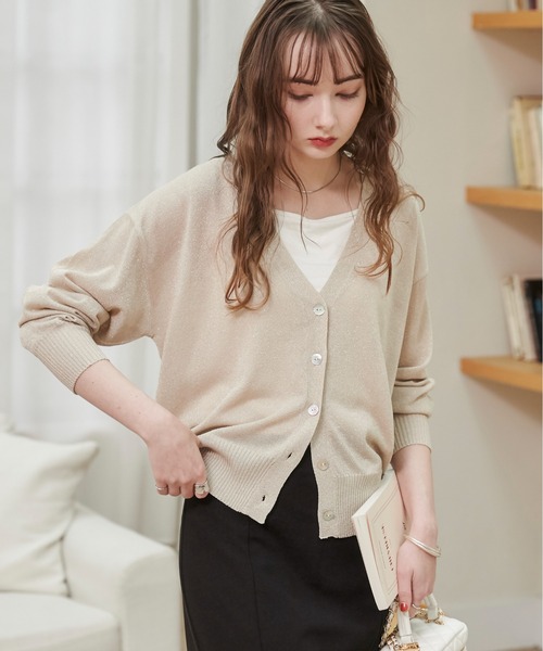 「ANGIE」 ニットカーディガン FREE ブラック レディース_画像6