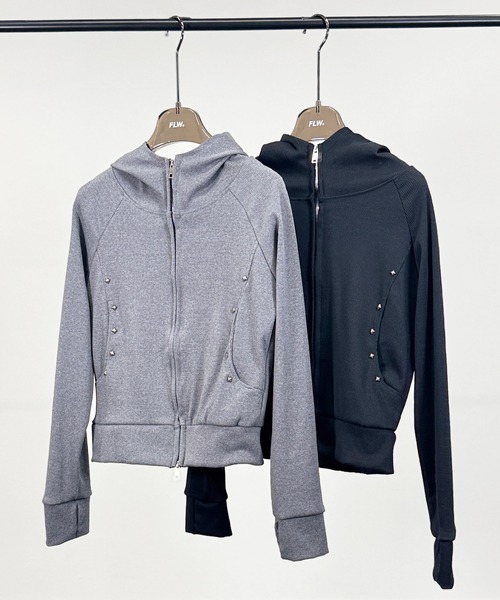 「FOLLOWIN」 ジップアップパーカー FREE ブラック レディース_画像3