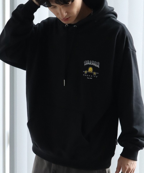 マークスチュワート「As the Veneer of…」パーカー　黒　L THRASHER（スラッシャー） パーカー 「THRASHER/スラッシャー」裏毛