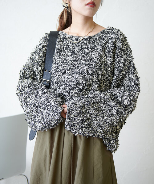 「w closet」 長袖ニット FREE カーキ レディース_画像2
