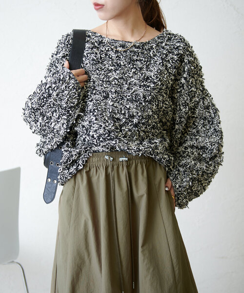 「w closet」 長袖ニット FREE カーキ レディース_画像3