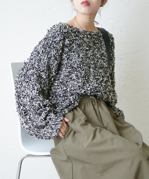 「w closet」 長袖ニット FREE カーキ レディース_画像4