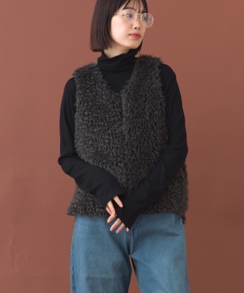 「OMNES」 ベスト FREE ブラウン レディース_画像2