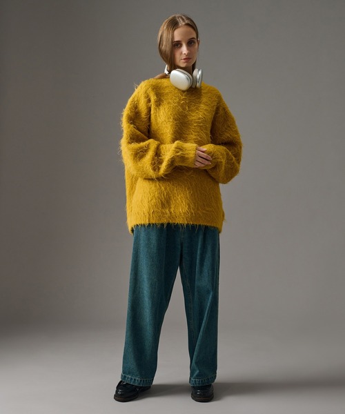 「WETTEMPT」 長袖ニット MEDIUM マスタード メンズ_画像7