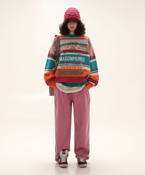 「MASONPRINCE」 長袖ニット L ネイビー メンズの画像