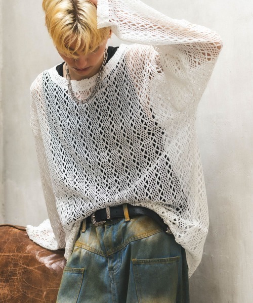 「Shoowtime」 長袖ニット X-LARGE ホワイト メンズ_画像8