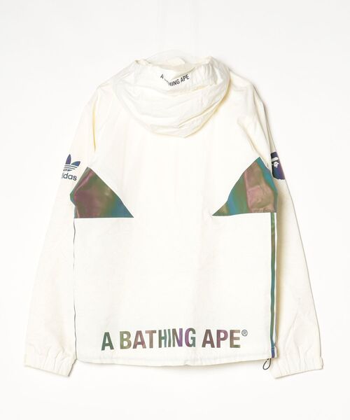 「A BATHING APE」 ナイロンブルゾン「adidasコラボ」 M ホワイト メンズの画像