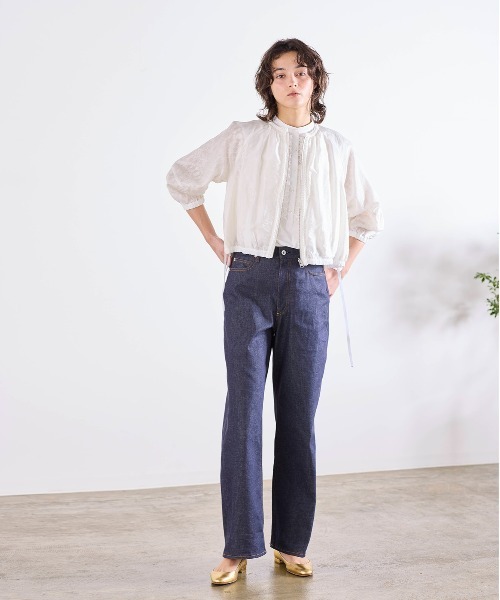 ブルゾン アウター reversible sheer lace blouson レディースの画像