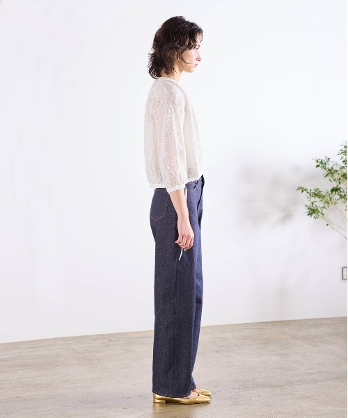 ブルゾン アウター reversible sheer lace blouson レディースの画像