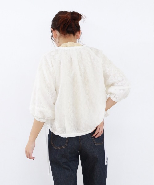 ブルゾン アウター reversible sheer lace blouson レディースの画像
