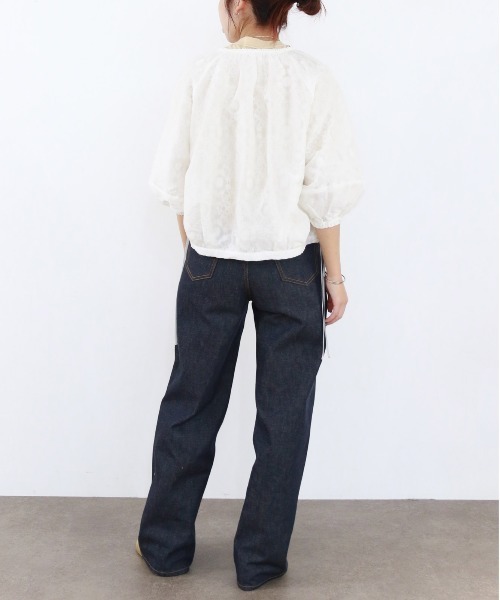 ブルゾン アウター reversible sheer lace blouson レディースの画像