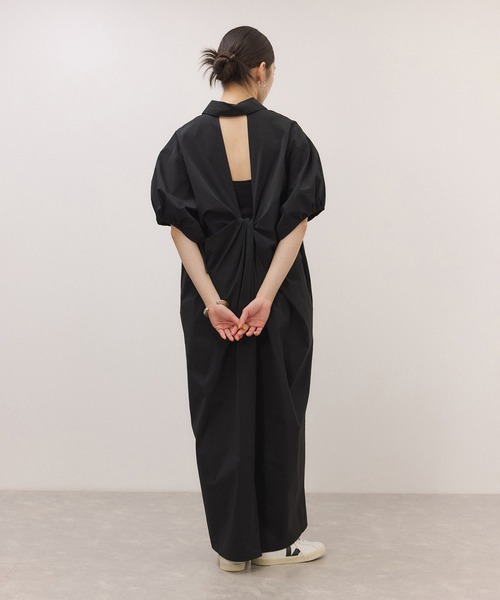 シャツワンピース ハーフスリーブタフタワンピースの画像