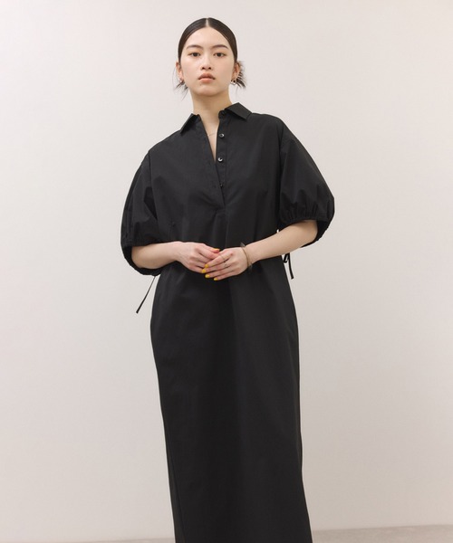 シャツワンピース ハーフスリーブタフタワンピースの画像