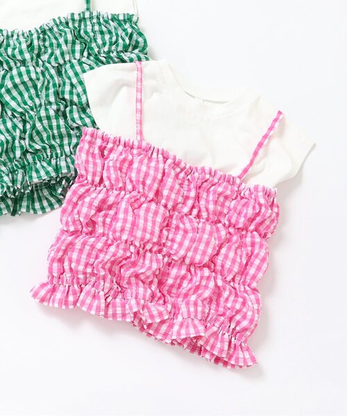 BREEZE（ブリーズ） tシャツ シャーリングギンガムチェック2Pセット