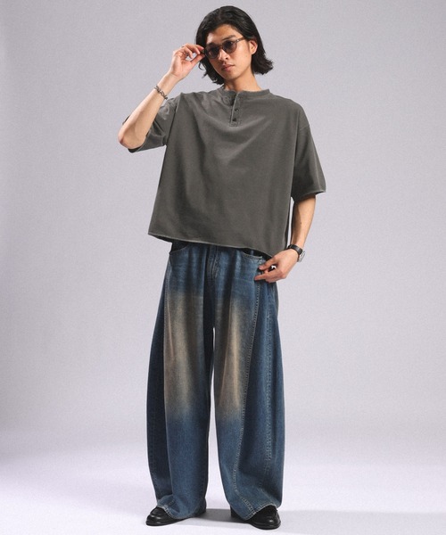 RAGEBLUE（レイジブルー） tシャツ Pigment Henry Neck T-Shirt