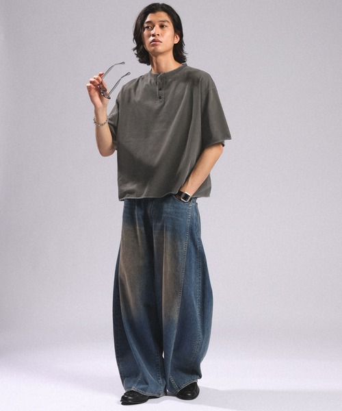 RAGEBLUE（レイジブルー） tシャツ Pigment Henry Neck T-Shirt
