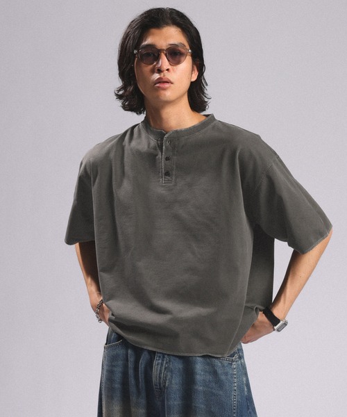 RAGEBLUE（レイジブルー） tシャツ Pigment Henry Neck T-Shirt