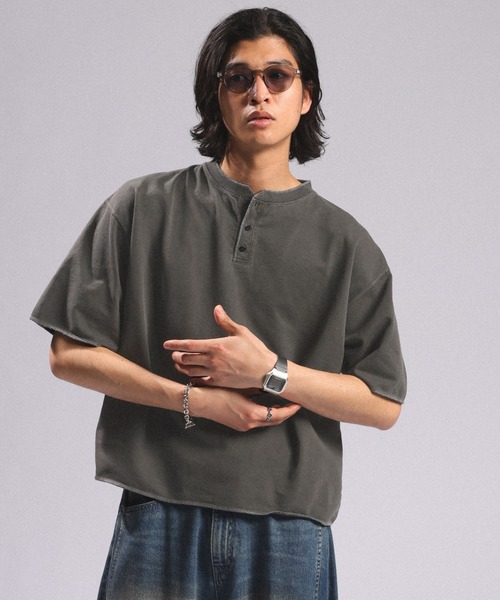 RAGEBLUE（レイジブルー） tシャツ Pigment Henry Neck T-Shirt