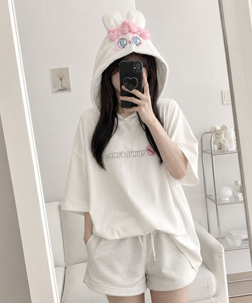 パーカー Esther Bunny エスターバニー 耳付き 半袖Tパーカー