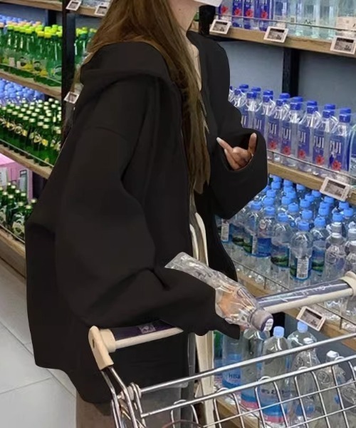 「cammie」 ジップアップパーカー L ライトグレー レディース_画像6