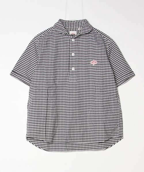 Danton（ダントン） チェック柄半袖シャツ 38 ブラック メンズ