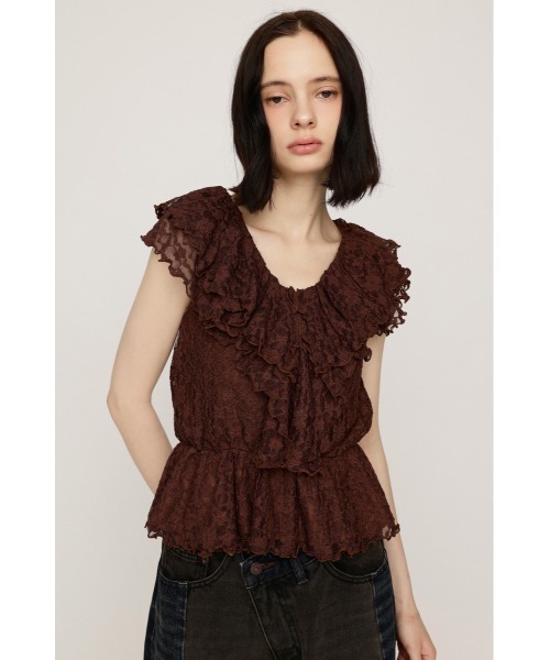 SLY（スライ） ブラウス シャツ CUT LACE FRILL TOPS カットレース